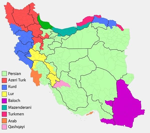 5. İran'daki milletlerin dağılımı.