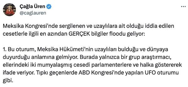 Gazeteci Çağla Üren'in yaşanan gelişmelerle 'gerçeklikleri' anlattığı flood'u da Twitter'da gündem oldu.