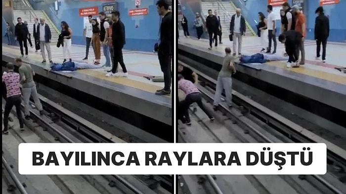 Ankara’da Bayılarak Raylara Düşen Kadın Kurtarıldı