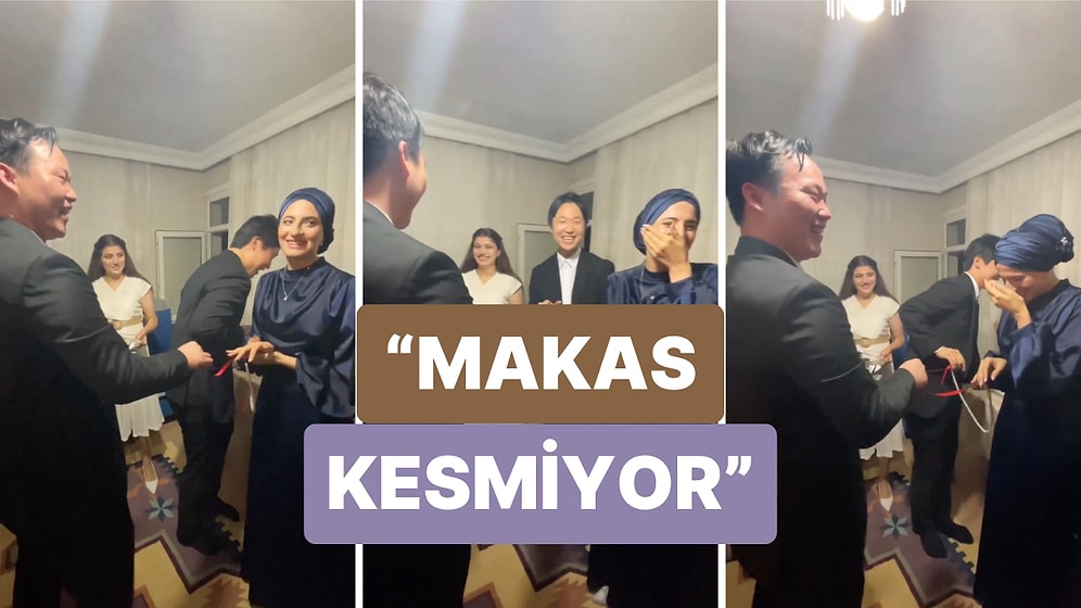 Koreli Arkadaşının Nişan Kurdelesini Keserken Türk Adetlerine Ne Kadar Adapte Olduğunu Gösteren Damat