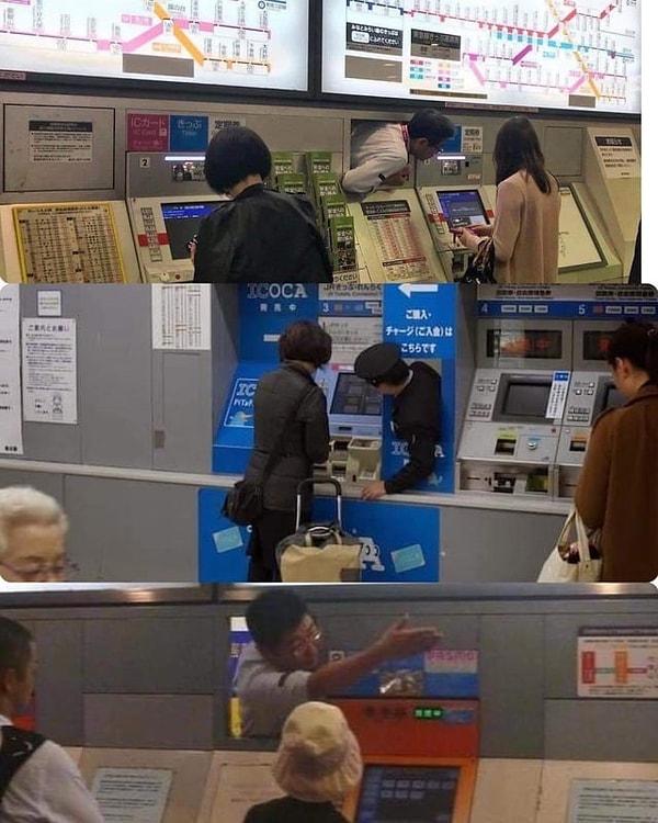 1. Japonya'daki bir tren istasyonunda yardıma ihtiyaç duyulduğu zaman ortaya bu şekilde çıkan müşteri servis yetkilileri👇