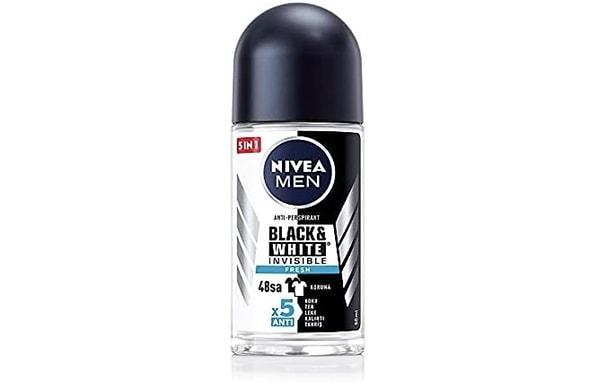 8. NIVEA Men Erkek Roll-On Deodorant Black&White Invisible Fresh.