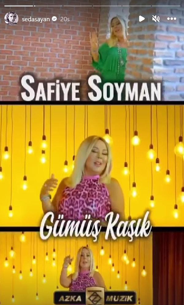 Arkadaşı Safiye Soyman'ın yeni şarkısını sosyal medya hesabında paylaşan Seda Sayan, böylece eski dostunun gönlünü aldı.