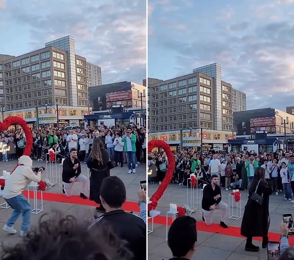 Sevgilisine evlilik teklifi yapan ve o anlara da binlerce kişinin şahit olduğu gurbetçi aldığı ret cevabı ile büyük bir hayal kırıklığına uğruyor.