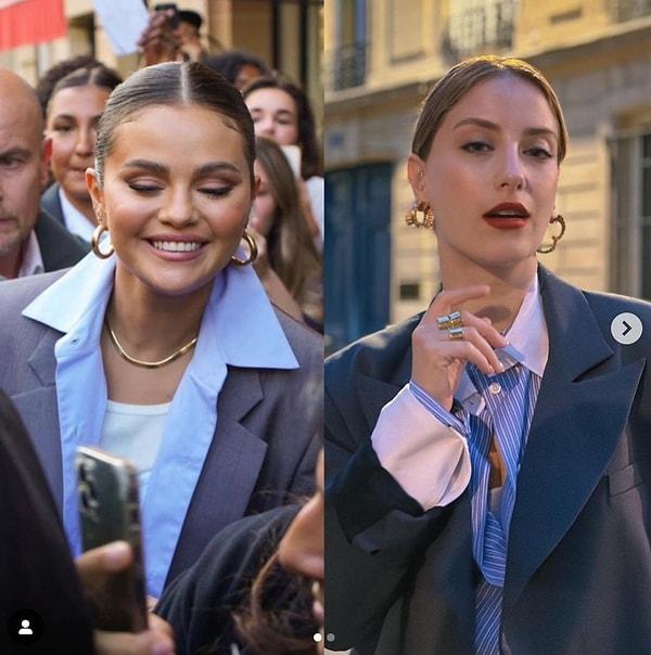 Paris'te olan Hazal Kaya ve Selena Gomez, geçtiğimiz saatlerde neredeyse birbirinin aynısı kombinlerle aynı şehirde poz verdi.