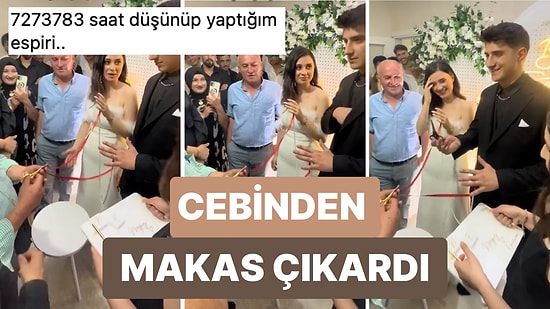 Nişan Töreni Sırasında Uygulanan "Makas Kesmiyor" Adetine Hazırlıkla Gelen Damat
