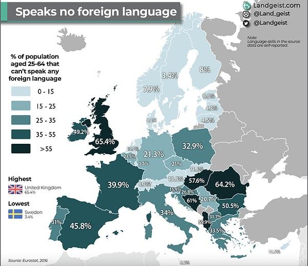 13. Yabancı dil konuşamayan 25-64 yaş arası nüfusun yüzdesi.