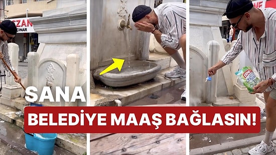 4 Asırlık Bakımsız Tarihi Çeşmeyi Elleriyle Temizleyen Cem Özkök Helal Olsun Dedirtti!