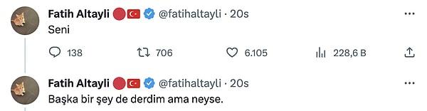 Bu yoruma sinirlenen Fatih Altaylı, "Seni" yanıtını verdi.
