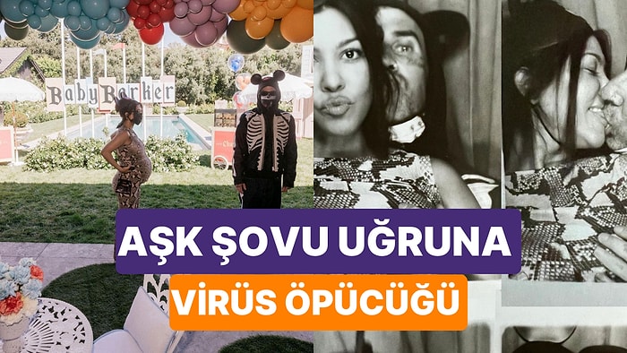 Korona Olmasına Rağmen Karnı Burnunda Hamile Eşi Kourtney Kardashian'ı Öpen Travis Barker Topa Tutuldu