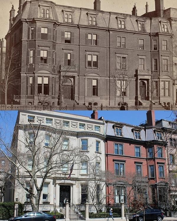 12. Bir çift sıralı ev, Boston. (1870'ler ve 2017)