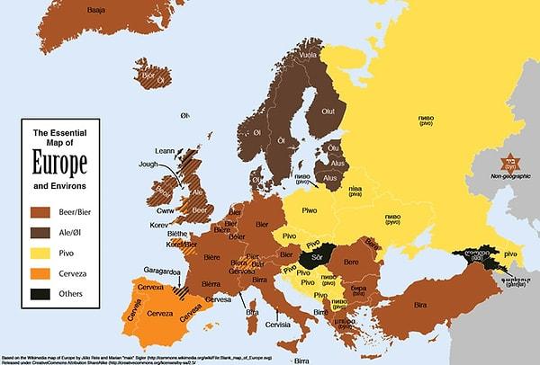 10. Avrupa'nın farklı bölgelerinde biraya ne denir.