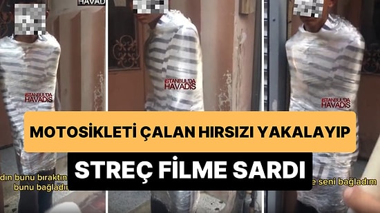 Motosikletini 2 Kez Çalan Çocuğu Yakalayan Adam, Hırsızı Streç Filme Sarıp Polise Teslim Etti