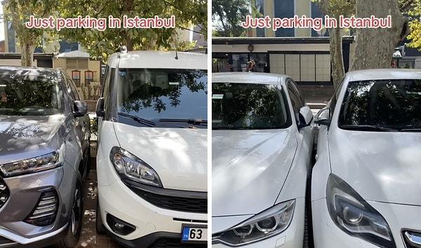 Arabaların dip dibe park edildiği o görüntüleri sosyal medya hesabından paylaştı.