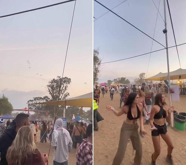 İsrail'in kullandığı Demir Kubbe hava savunma sistemini aşmak için paramator kullanan Hamas güçlerinin İsrail'e girdikleri anlar ise bir müzik festivalinde eğlenen insanların kameralarına yansıdı.