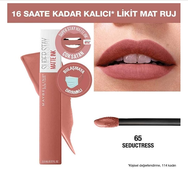 4. Maybelline New York Super Stay Matte Ink Likit Mat Ruj - 65 Seductress