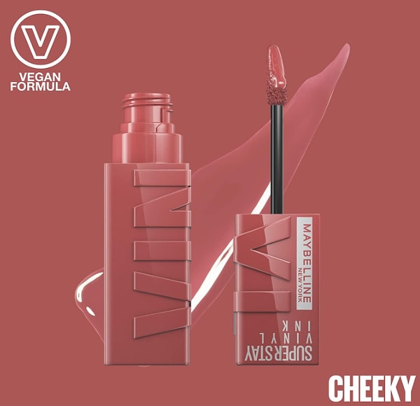 13. Maybelline New York Super Stay Vinyl Ink Uzun Süre Kalıcı Likit Parlak Ruj 35 Cheeky