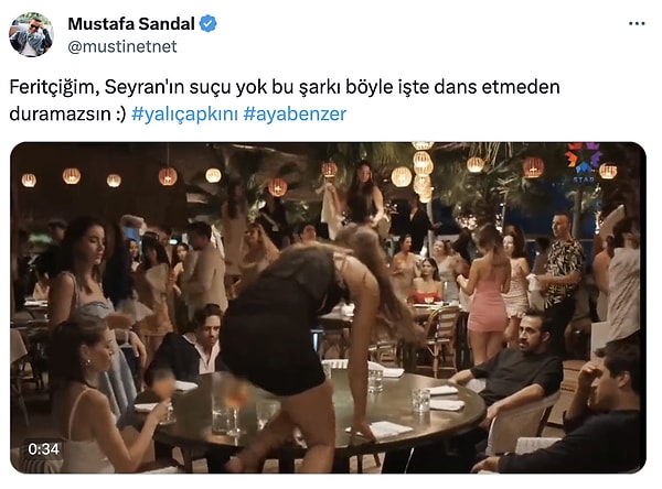 Ferit'a seslenen Sandal, "Seyran'ın suçu yok bu şarkı böyle işte dans etmeden duramazsın." dedi.