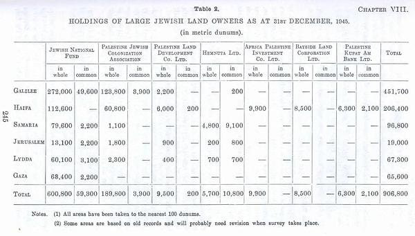İngiliz arşivlerinde yer alan bu tabloda ise Yahudi şirketlerince alınan araziler görülebiliyor.