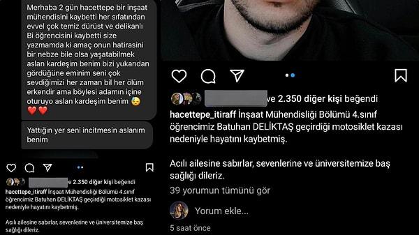 Batuhan'ın son Twitter yanıtının sahibi Nazlı, başka bir sosyal medya uygulaması olan Instagram'da Batuhan'ın ölüm haberini alıyor.