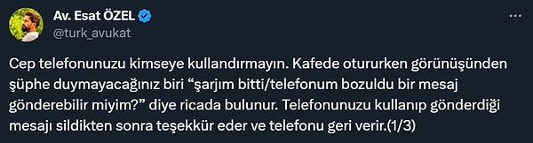 Avukat olduğunu belirten bir sosyal medya kullanıcısının paylaşımı dikkat çekti. İyilik kisvesi altında yaşanabilecekleri yazdı.