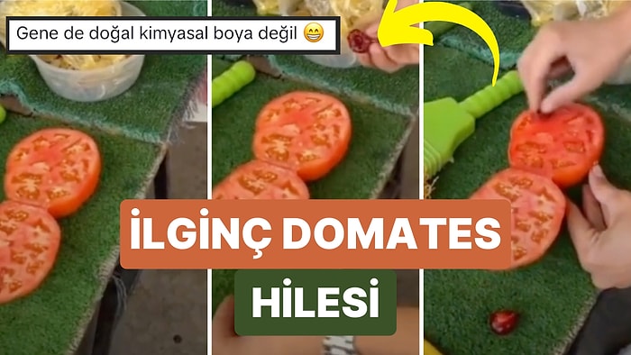 Sebze Tezgahlarında Yapılan Hilelere Bir Yenisi Daha Eklendi! Kestiği Domatese Kiraz Süren Pazarcı