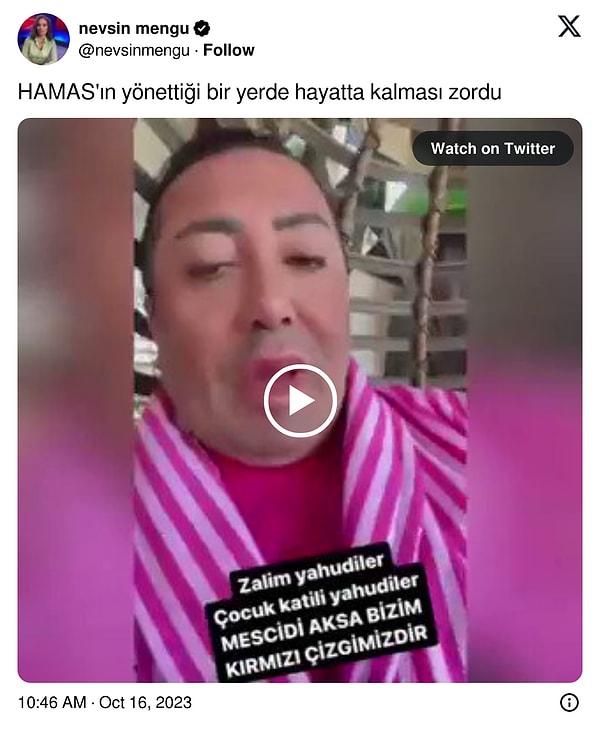 Murat Övüç'ün videosunu alıntılayan Mengü "HAMAS'ın yönettiği bir yerde hayatta kalması zordu" ifadelerini kullandı.