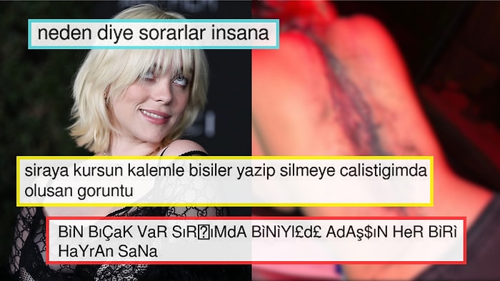 Billie Eilish'in Sırtına Yaptırdığı Bi' Enteresan Dövmeyi Görenler Karalama Tahtasına Benzetti!