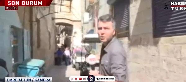 İsrail polisi, Mehmet Akif Ersoy’un HaberTürk’te canlı yayında olduğu sırada kameraman Emre Altun’a copla vurdu.