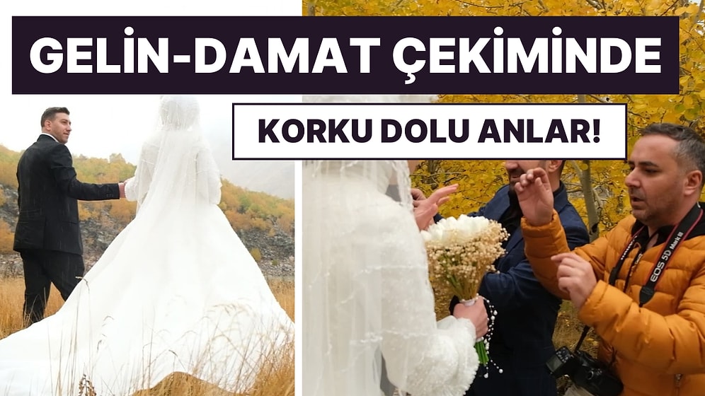 Gelin ve Damada Hayatının Şokunu Yaşattılar! Düğün Çekiminde Korkutan Olay