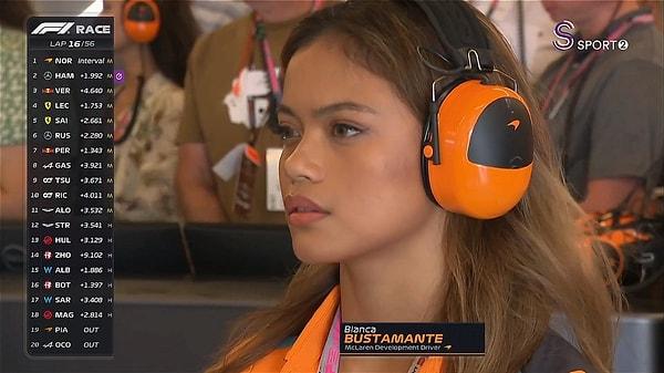 Şampiyonada McLaren'in 18 yaşındaki pilotu Bianca Bustamante ise güzelliğiyle herkesi büyüledi.