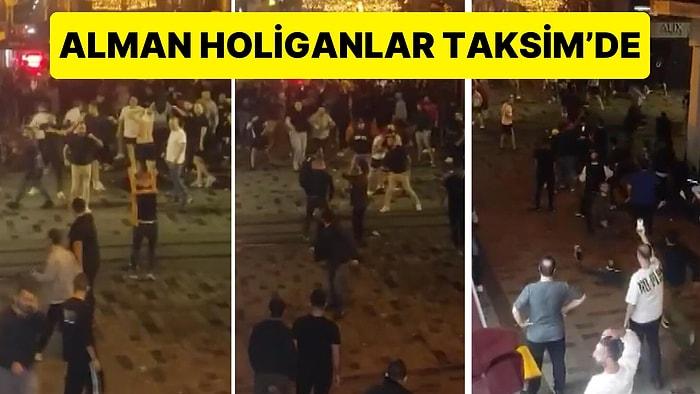 Alman Holiganlar Taksim’i Karıştırdı: Sandalyeler Havada Uçtu