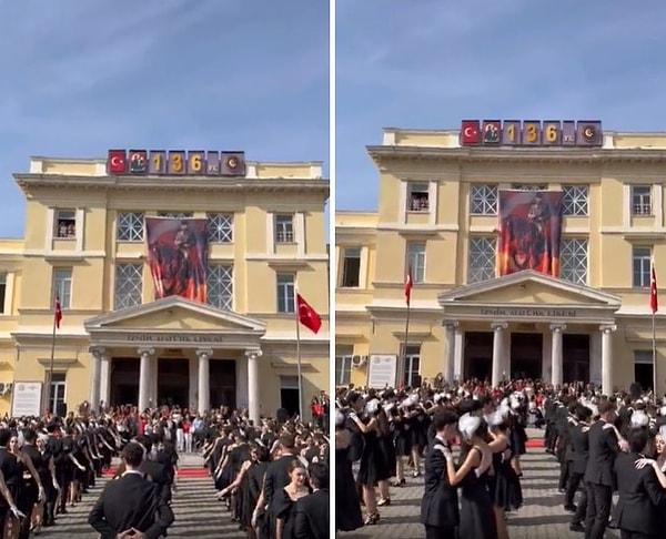 İzmir Atatürk Lisesi öğrencilerinin vals gösterisi yaptıkları anlar ise sosyal medyada viral oldu.