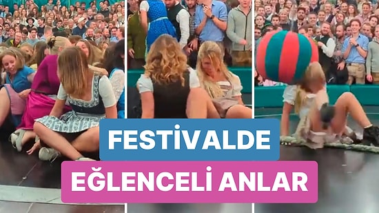 Geleneksel Oktoberfest Oyunu Oynayan Alman Kadınların İzleyenlerin Yüreklerini Hoplatan Anları