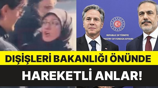 Dışişleri Bakanlığı Önünde Hareketli Anlar! Filistin Bayrağı Açıp 'Bebek Katili Blinken' Sloganı Attı!
