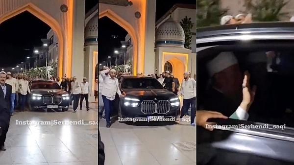 Sosyal medyada yeni yayılan görüntülerde ise Muhammed Saki El-hüseyni 12 milyon liralık BMW 7 serisi ile mürütlerini selamladığı görüntüler gündem oldu.