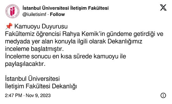 Bu video üzerine İstanbul Üniversitesi'nden bir açıklama geldi;