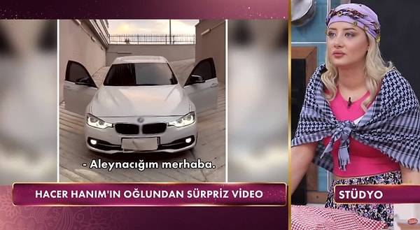 Programa video gönderen Hacer Hanım'ın oğlu, "Bu araba Aleyna'nın düğün hediyesi" diyerek aldığı arabayı paylaştı.