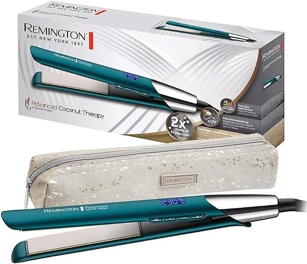 4. Saçlarınızı yıpratmadan dümdüz yapmak isteyenler için hindistan cevizi ve UV filtreli bileşimiyle mikro taneciklere sahip gelişmiş seramik gövdeli Remington marka saç düzleştirici.