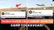 İnişe Geçen Uçakla Trafikte Yol Kavgası Yapan Vatandaşın Dumur Eden Garip Anları