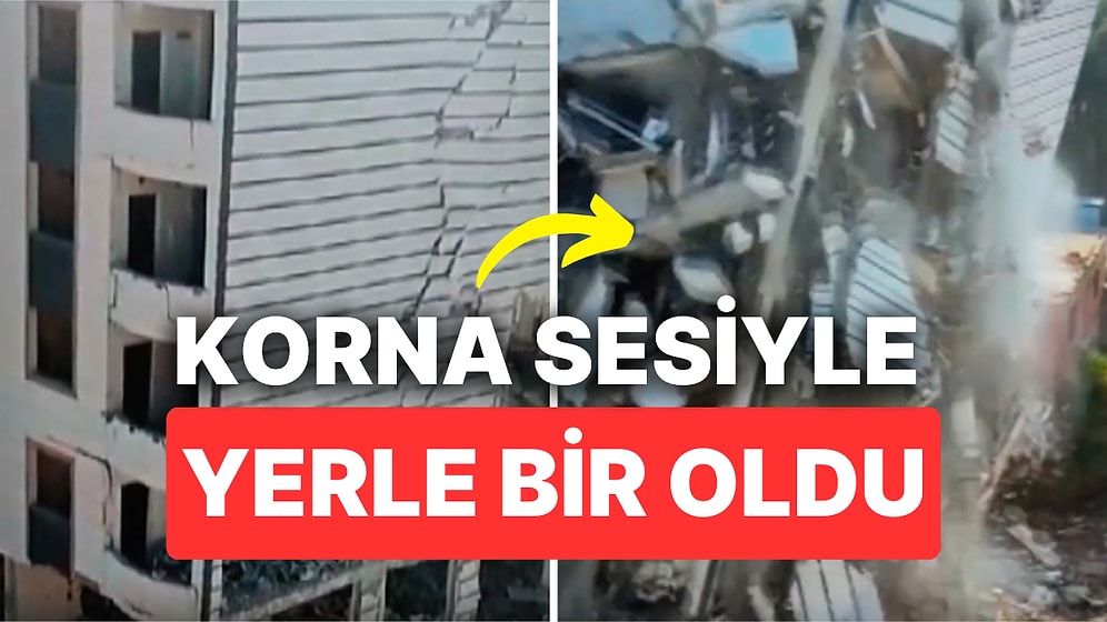 Hatay'daki Ağır Hasarlı Bina Korna Sesiyle Yerle Bir Oldu: "Kağıt Gibi Bina Yapmışlar"
