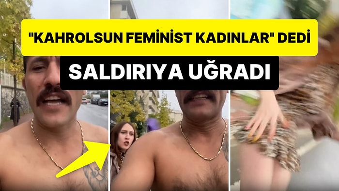 'Kahrolsun Feminist Kadınlar' Diyerek Video Çekerken Mor Çantalı Kadının Saldırısına Uğrayan Adam