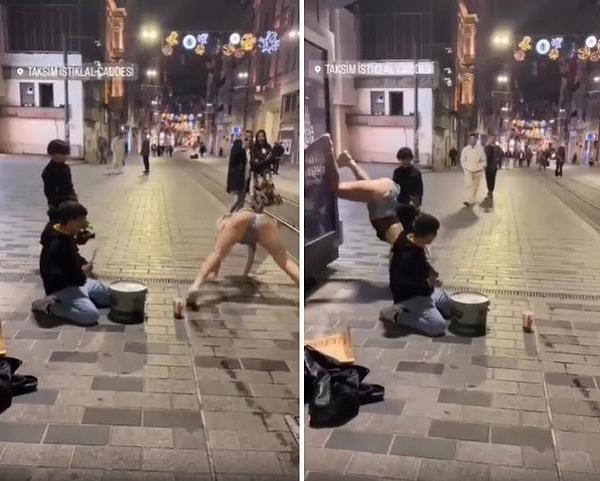 Taksim'de şpagat açıp twerk yapan kadının o görüntüleri ise sosyal medyada viral oldu.