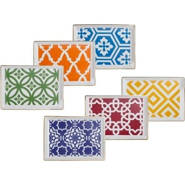 12. Renkli tasarımlarıyla çok beğenilen Porland Morocco desen 6'lı kahvaltı tabağı.