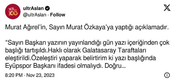 Tuzlaspor ile ilgili yazdığı yazının başlığında Murat Özkaya için Galatasaray yöneticisi olduğunu vurguladığı yerlerin hatalı olduğunu söyleyen Ağırel'e bu kez meslektaşlarının ağır ithamlarına maruz kaldı.