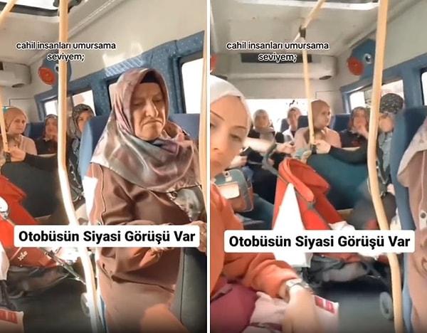 Mini etekle bindiği otobüste kendisine bakan diğer yolcuları kaydeden kadın o anları ise, 'Cahil insanları umursama seviyem' diyerek paylaştı.