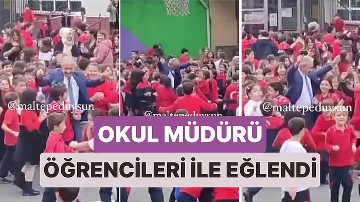 Maltepe'de Bir İlkokulun Bahçesinde Öğrencileri ile Birlikte Eğlenen Okul Müdürü Kalpleri Isıttı