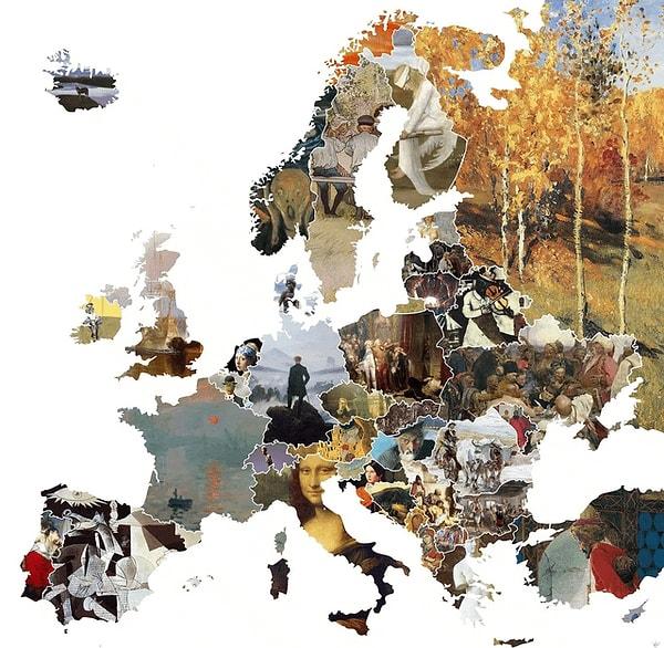 13. Avrupa ülkelerinin en ünlü resimlerinin haritası.