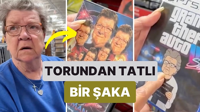 Marketteki DVD'lerin Kapağına Büyükannesinin Resmini Bastırarak Ona Tatlı Bir Şaka Yapan Torun