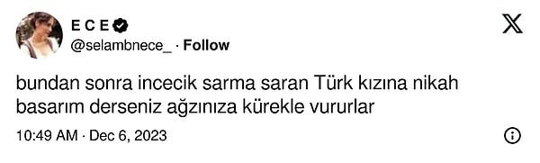 O kullanıcının Türk kadınlarına laf etmesine gelen tepkiler: 👇